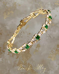 Gold Plated Tennis Bracelet - Emerald & CZ