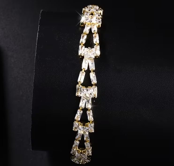 18K Gold Plated Tennis Bracelet - Emerald & CZ