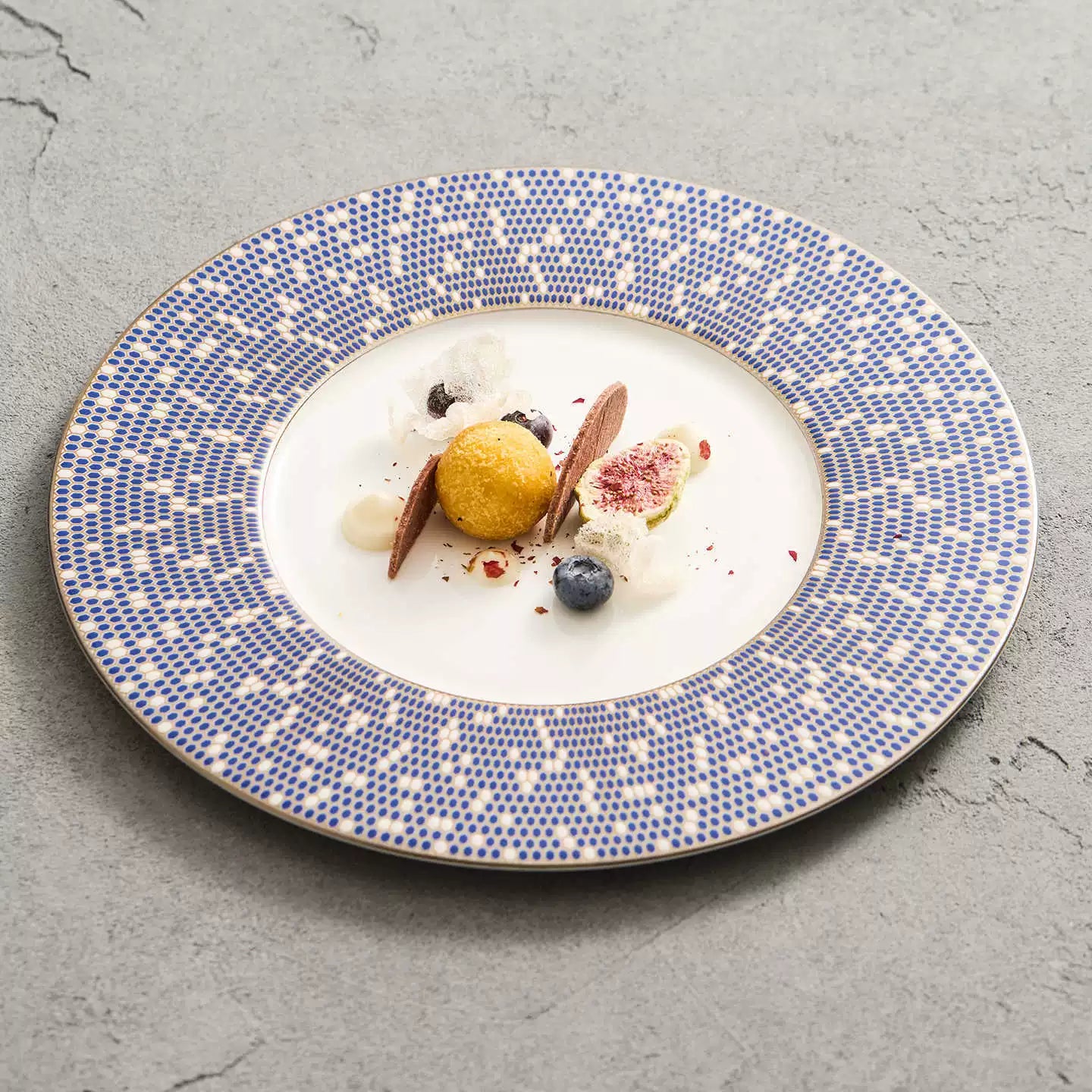 Artisanal Mosaic Rim Fine Porcelain Plate – Celestial Series