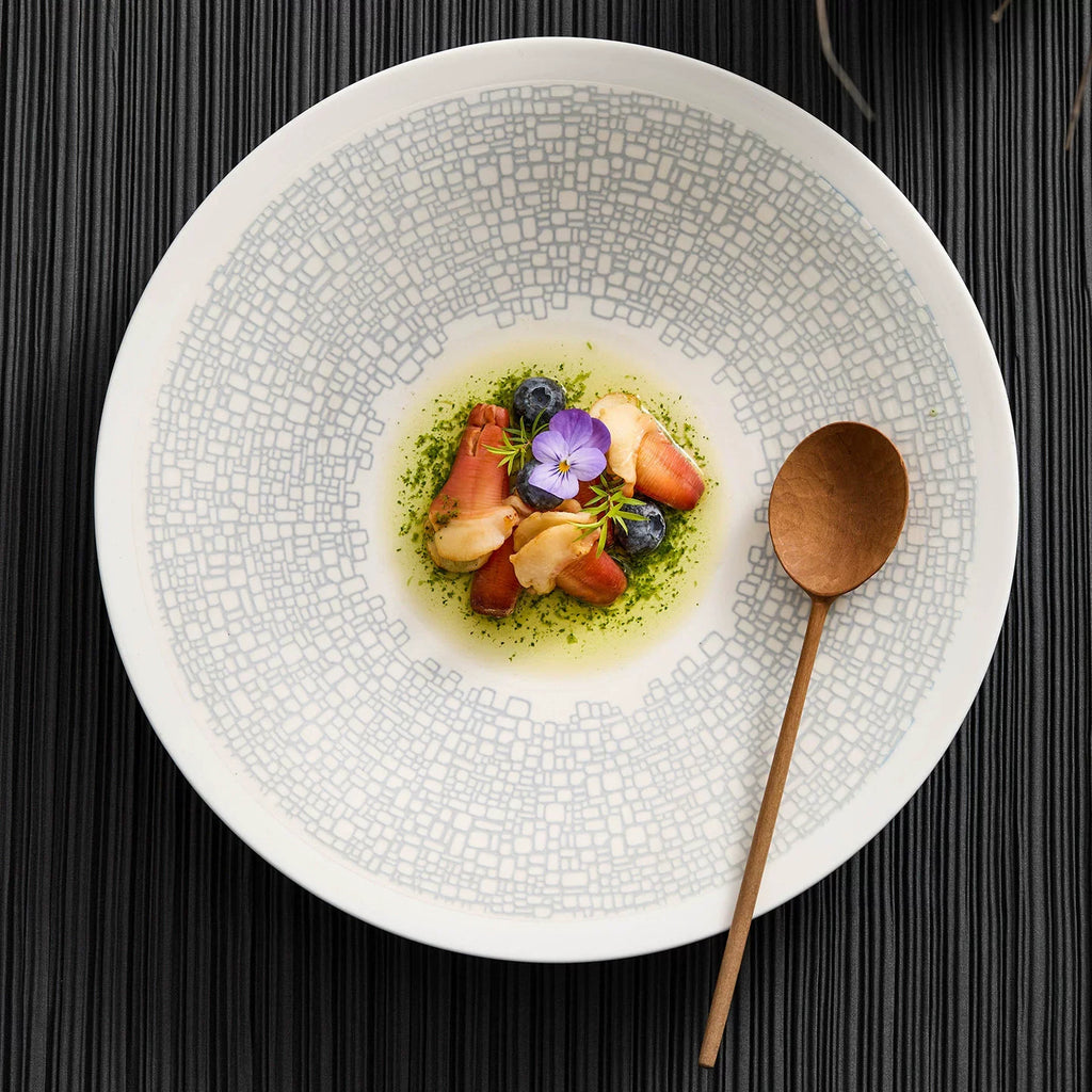 Artisanal Mosaic Pattern Shallow Pasta & Soup Plate – Pebble Series