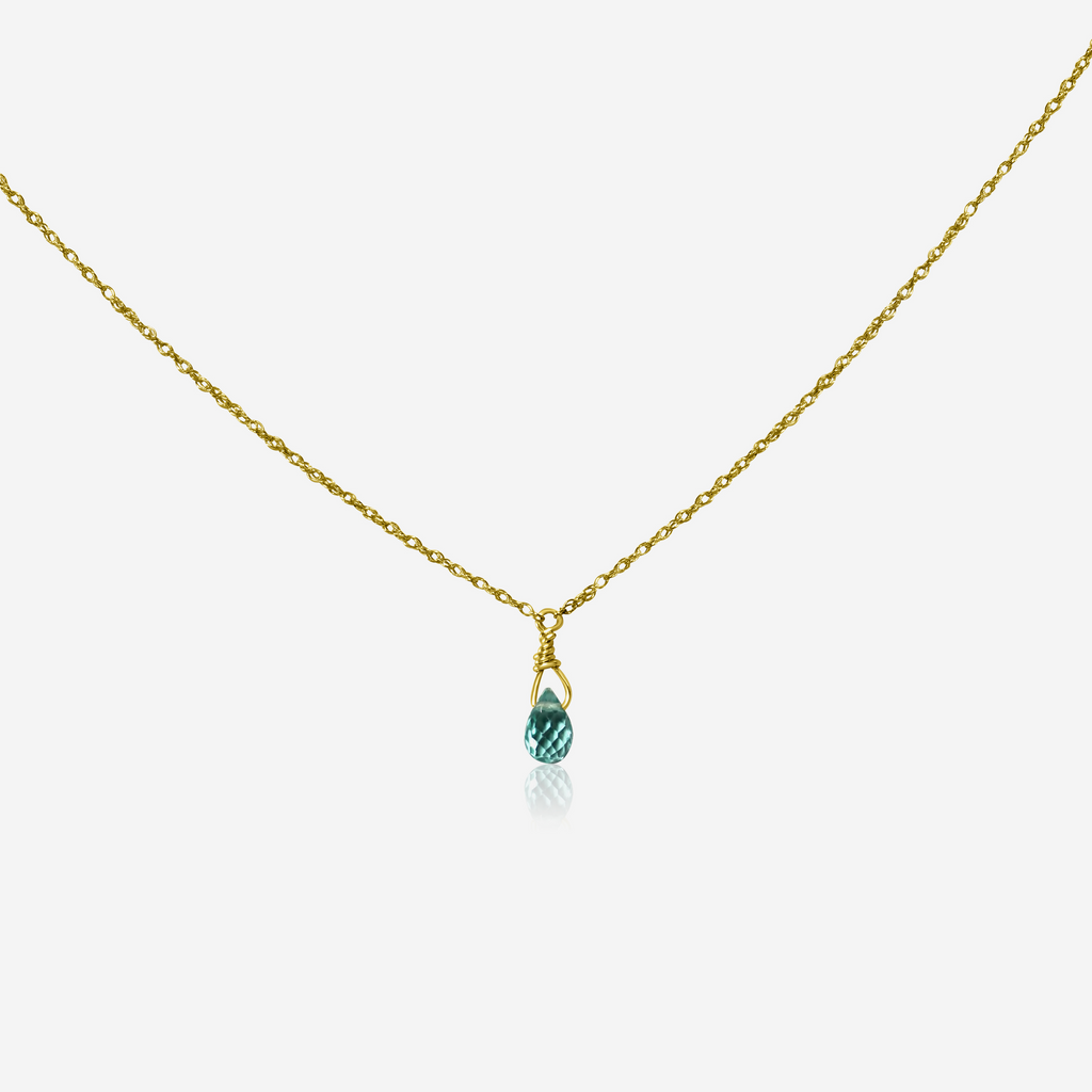 Green Apatite Drop Necklace | 14K Gold Fine Jewelry