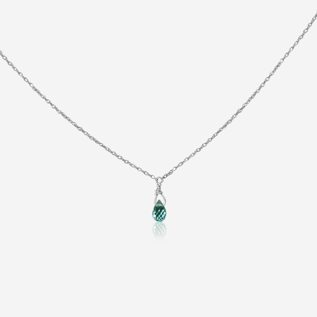 Green Apatite Drop Necklace | 14K Gold Fine Jewelry