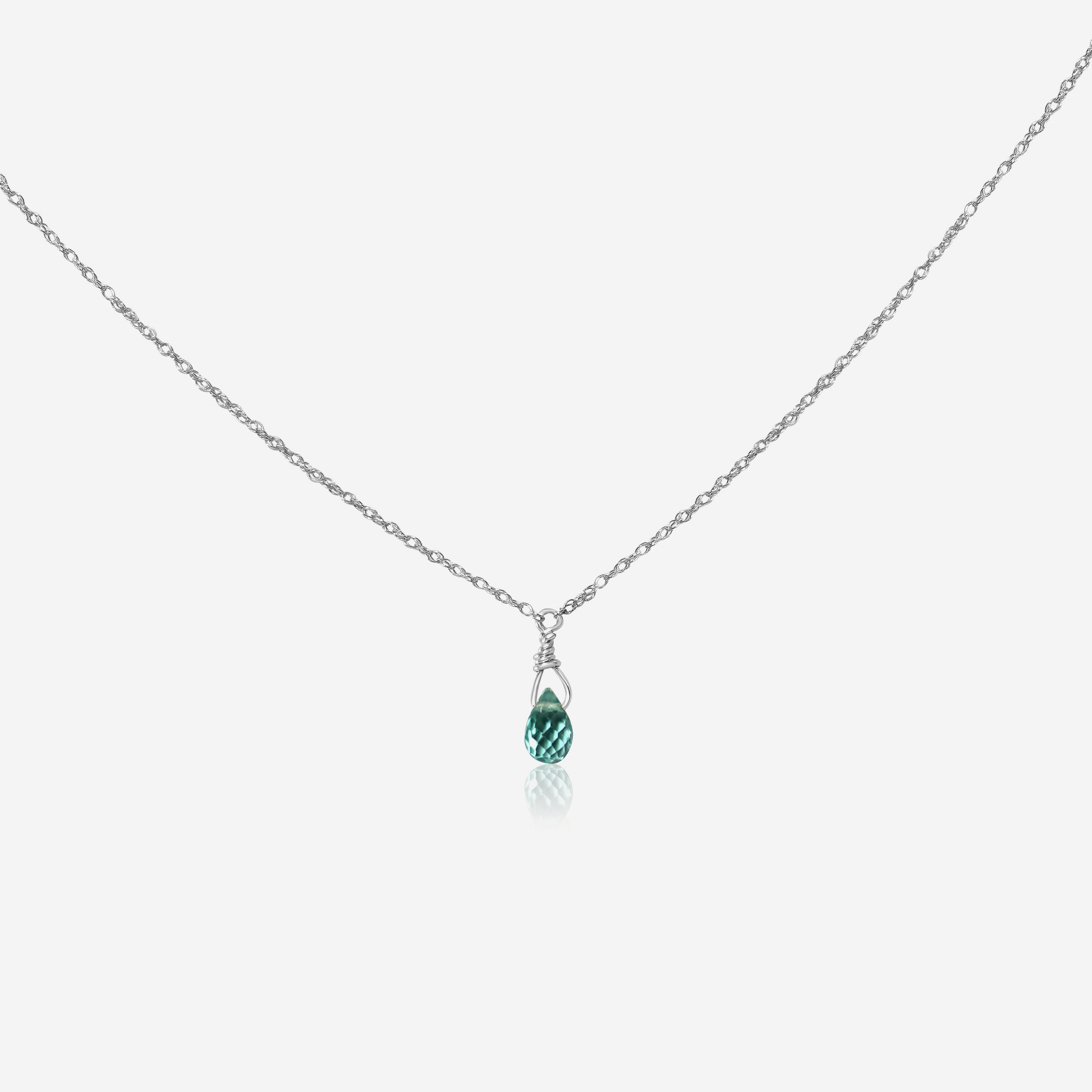 Green Apatite Drop Necklace | 14K Gold Fine Jewelry