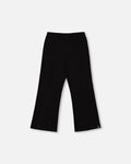 Ribbed Leggings Bootleg With Slit Black