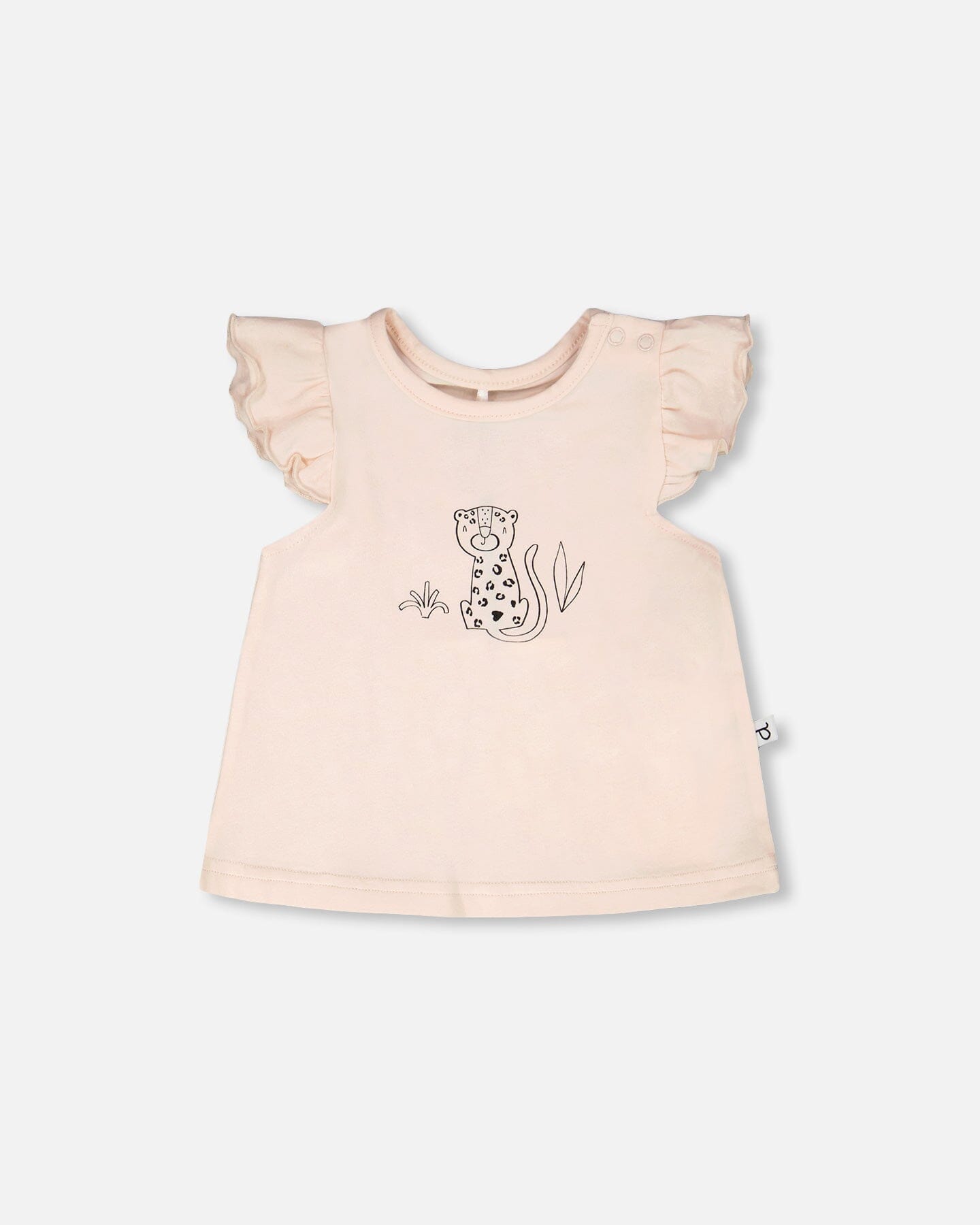 Organic Cotton Jersey Top And Short Set Peach And Peach Animal Print