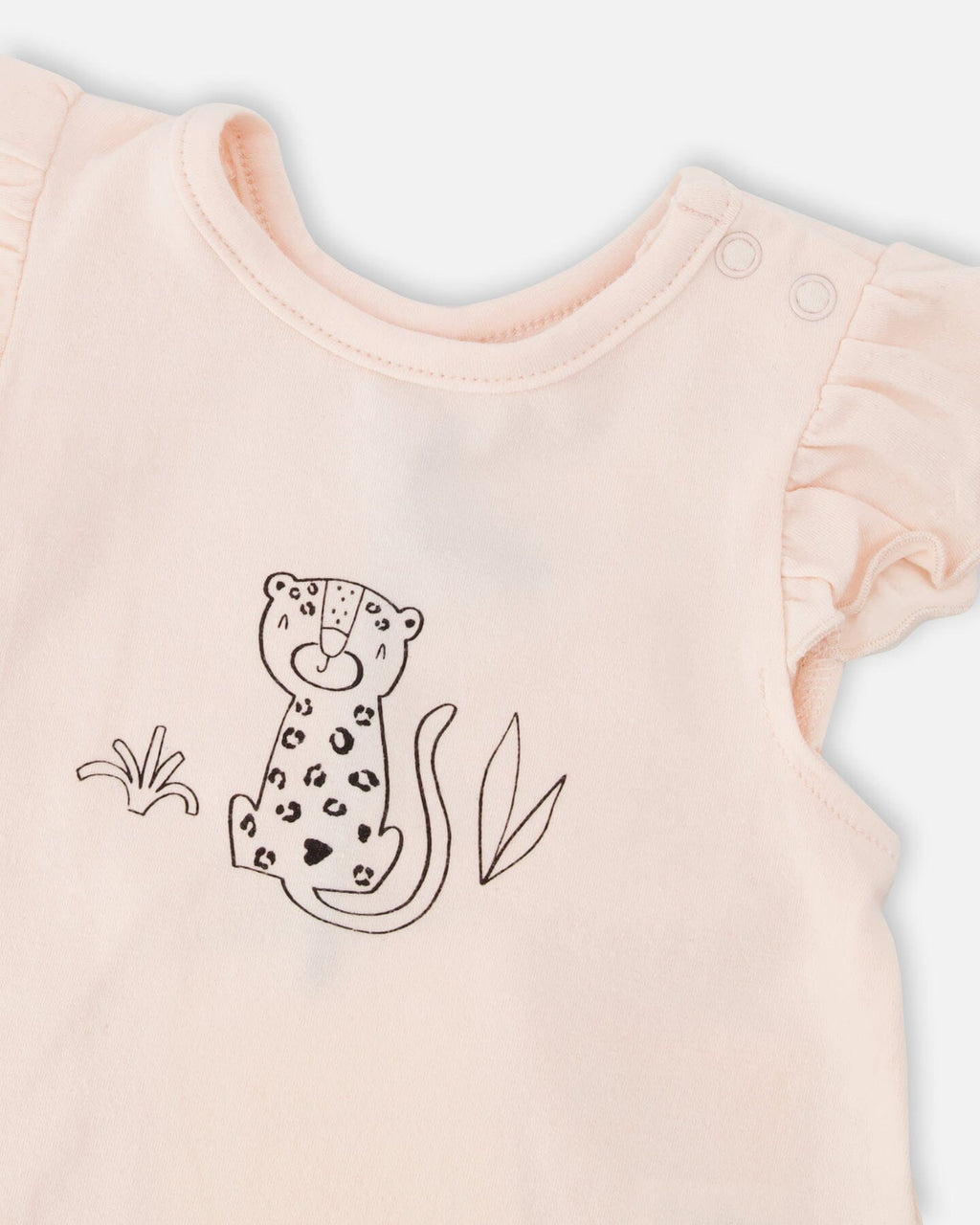 Organic Cotton Jersey Top And Short Set Peach And Peach Animal Print