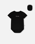 Evolutive Organic Cotton Jersey Onesie Black