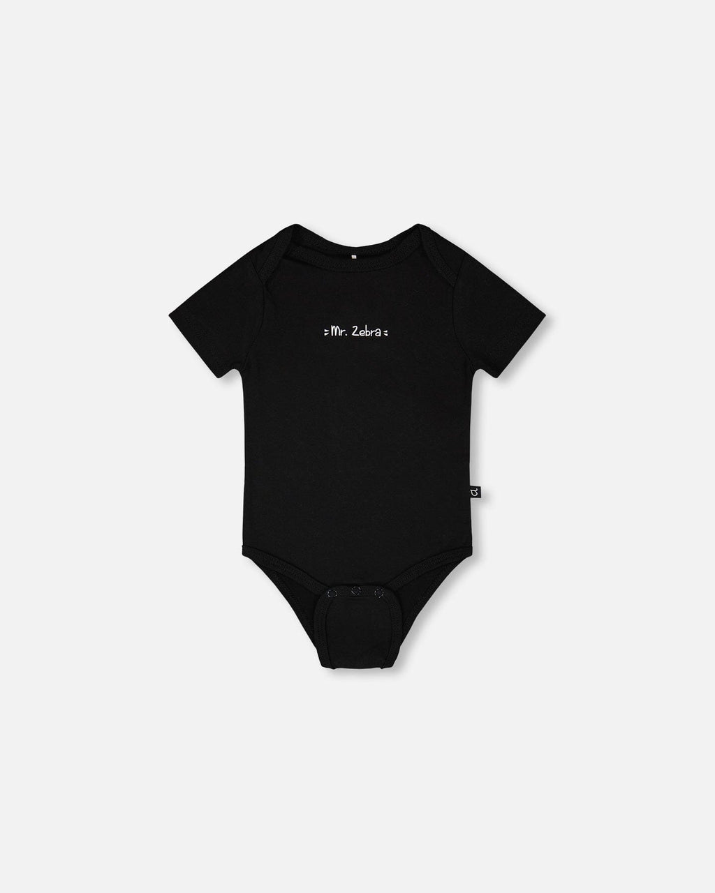 Evolutive Organic Cotton Jersey "Mister Zebra" Onesie Black