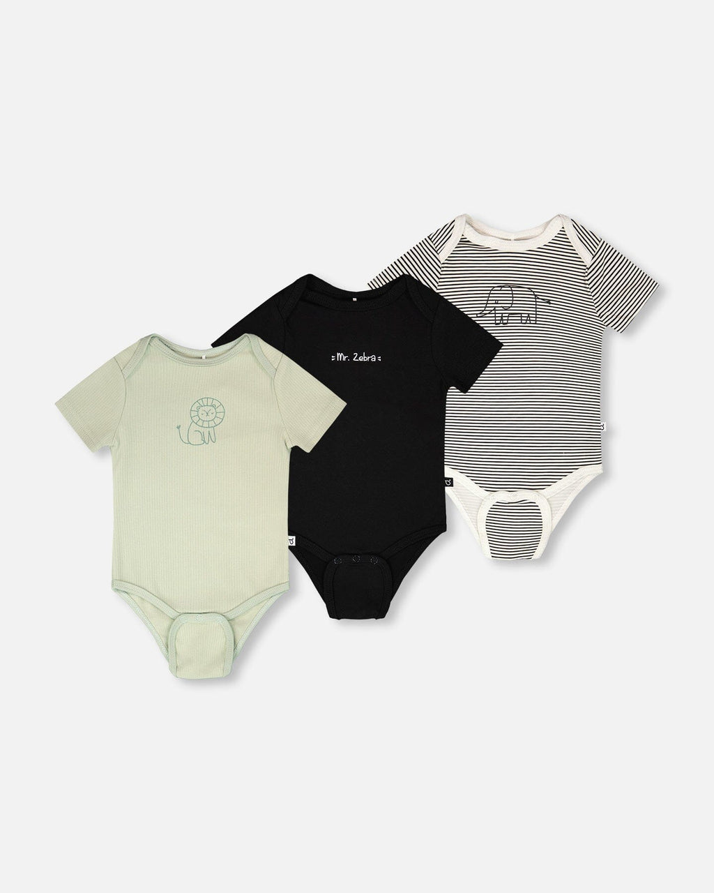 3 Pack Evolutive Organic Cotton Jersey Onesies Sage Green