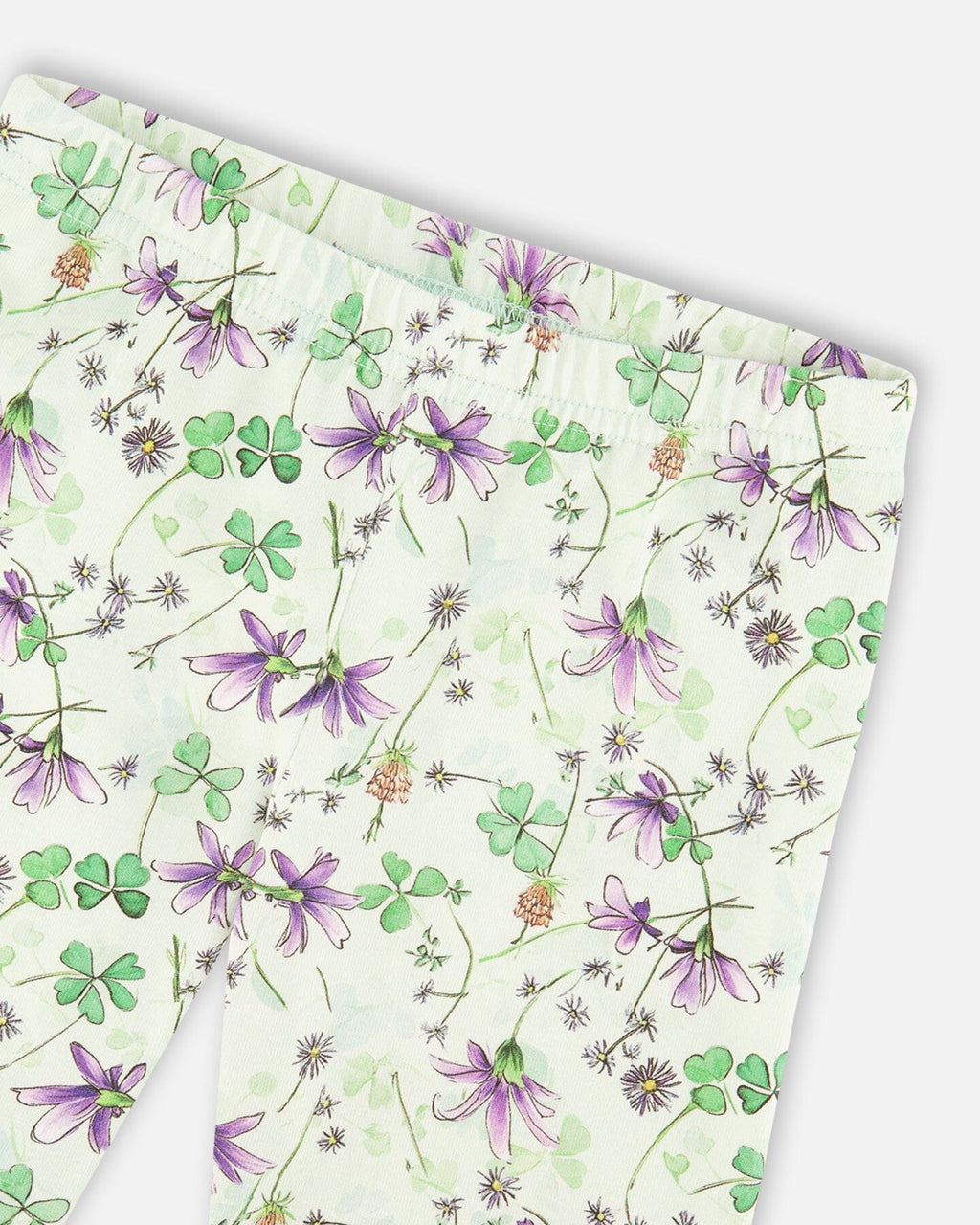 Jersey Tunic And Cotton Capri Set Lavender And Green Printed Flowers