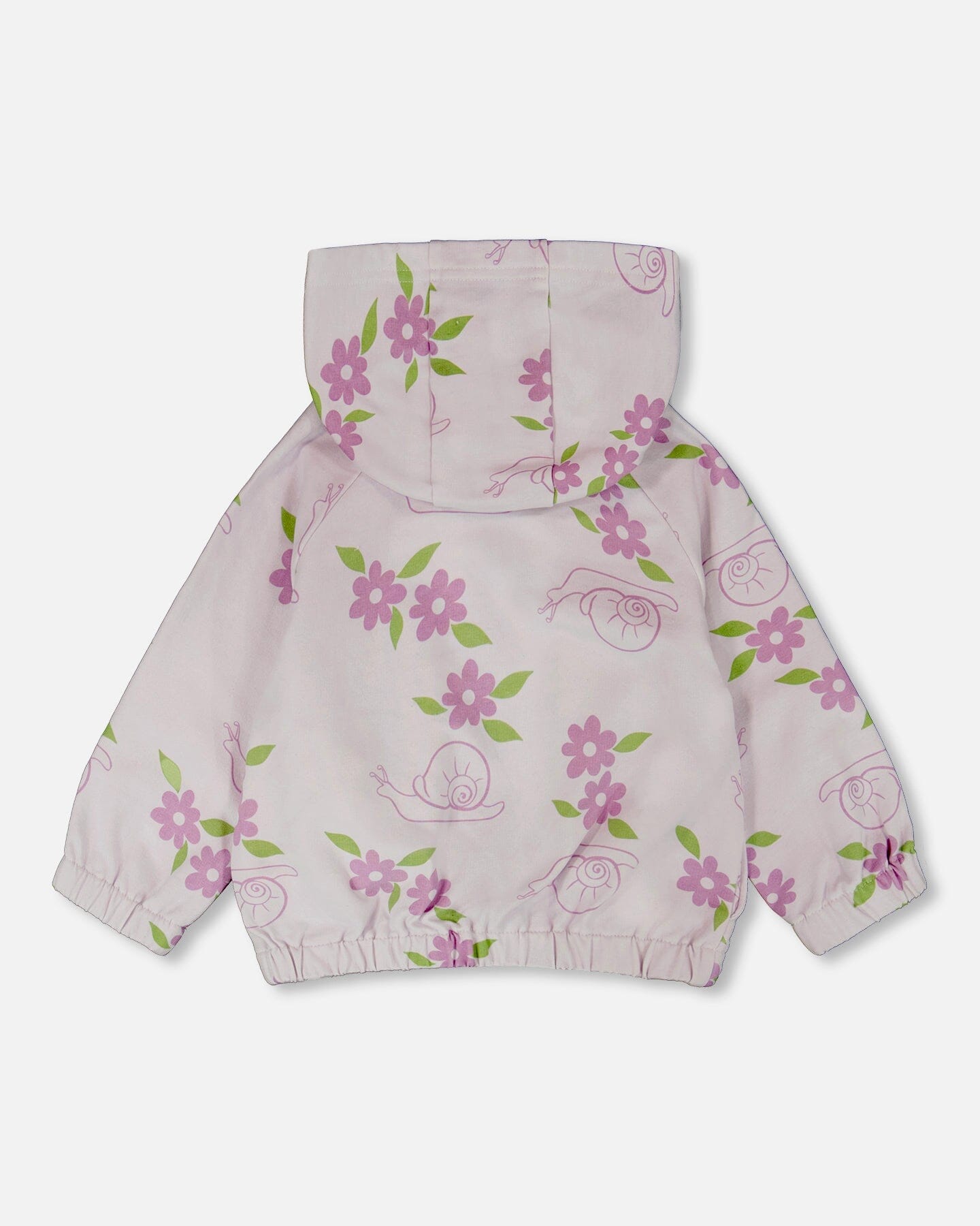 French Terry Hooded Cardigan Lilac Snails Print