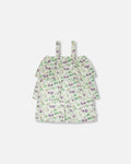 Jersey Romper With Tiers Green Printed Flowers