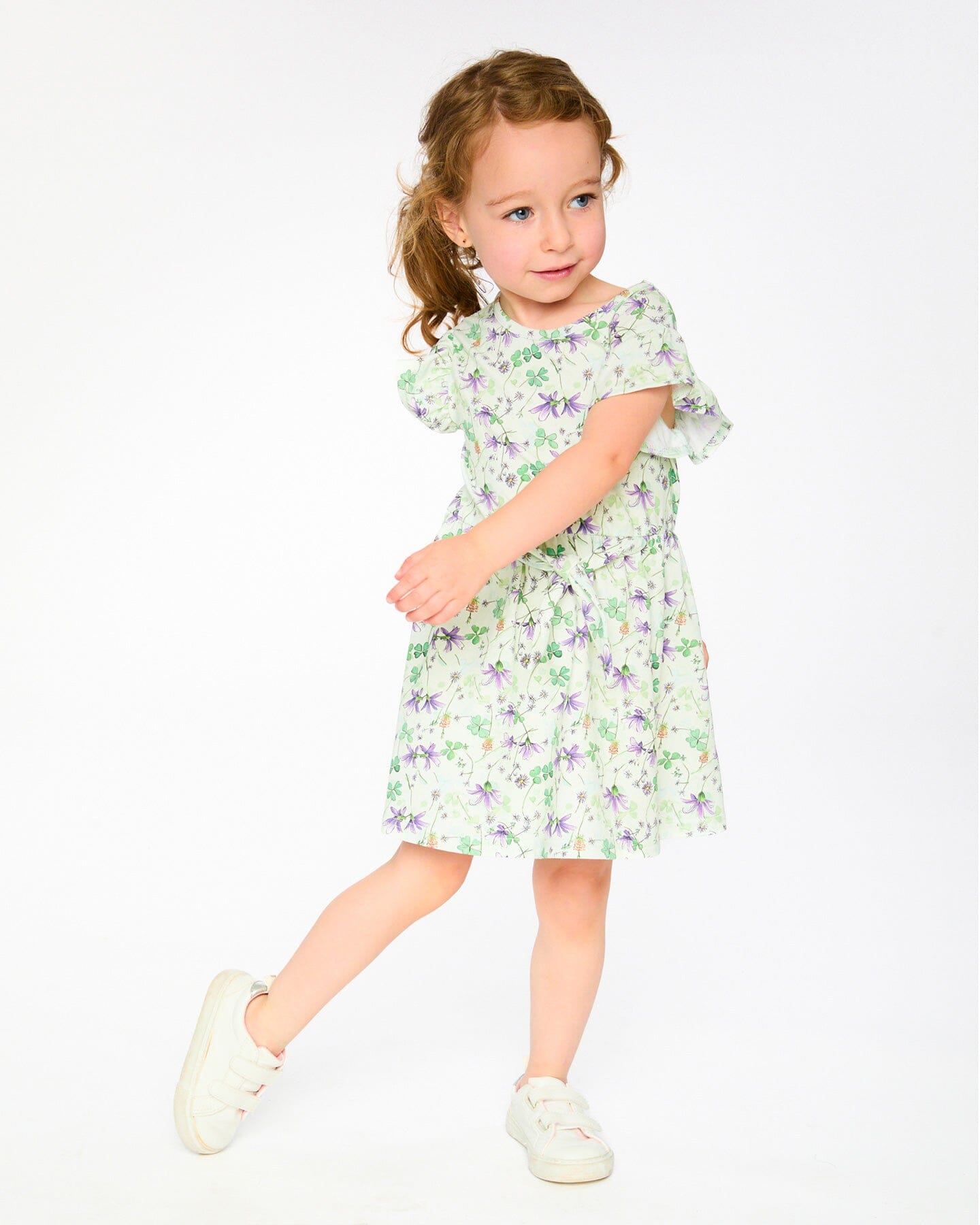 Jersey Dress Green Printed Flowers