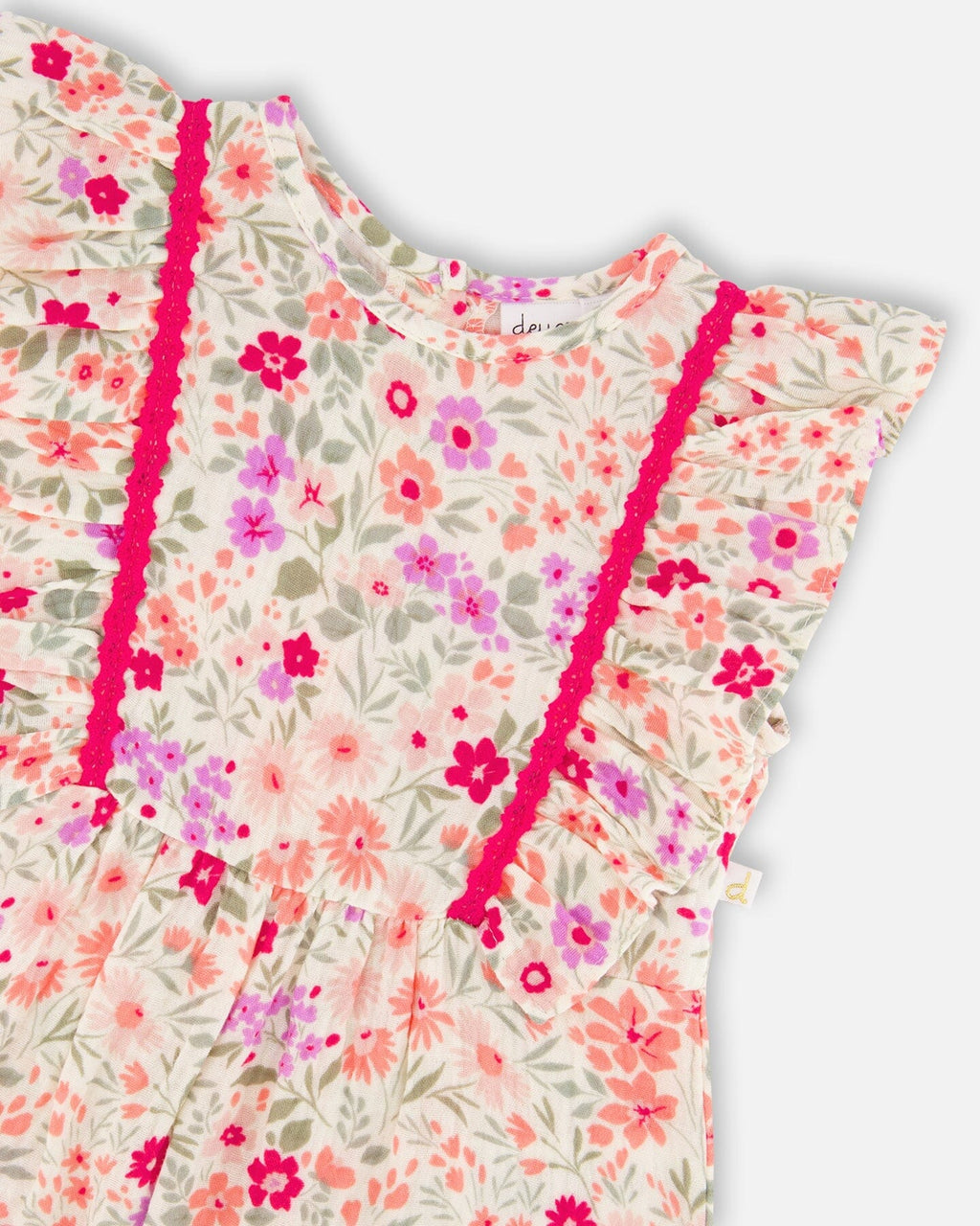 Muslin Jumpsuit Off White Printed Flowers
