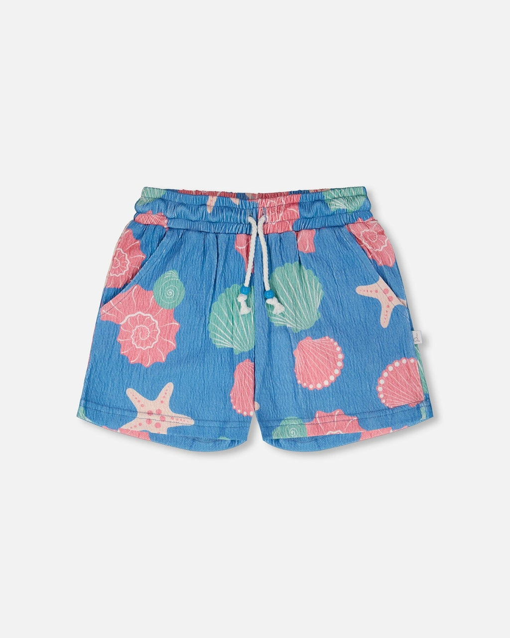 Crinkle Jersey Shorts Blue Shell Print