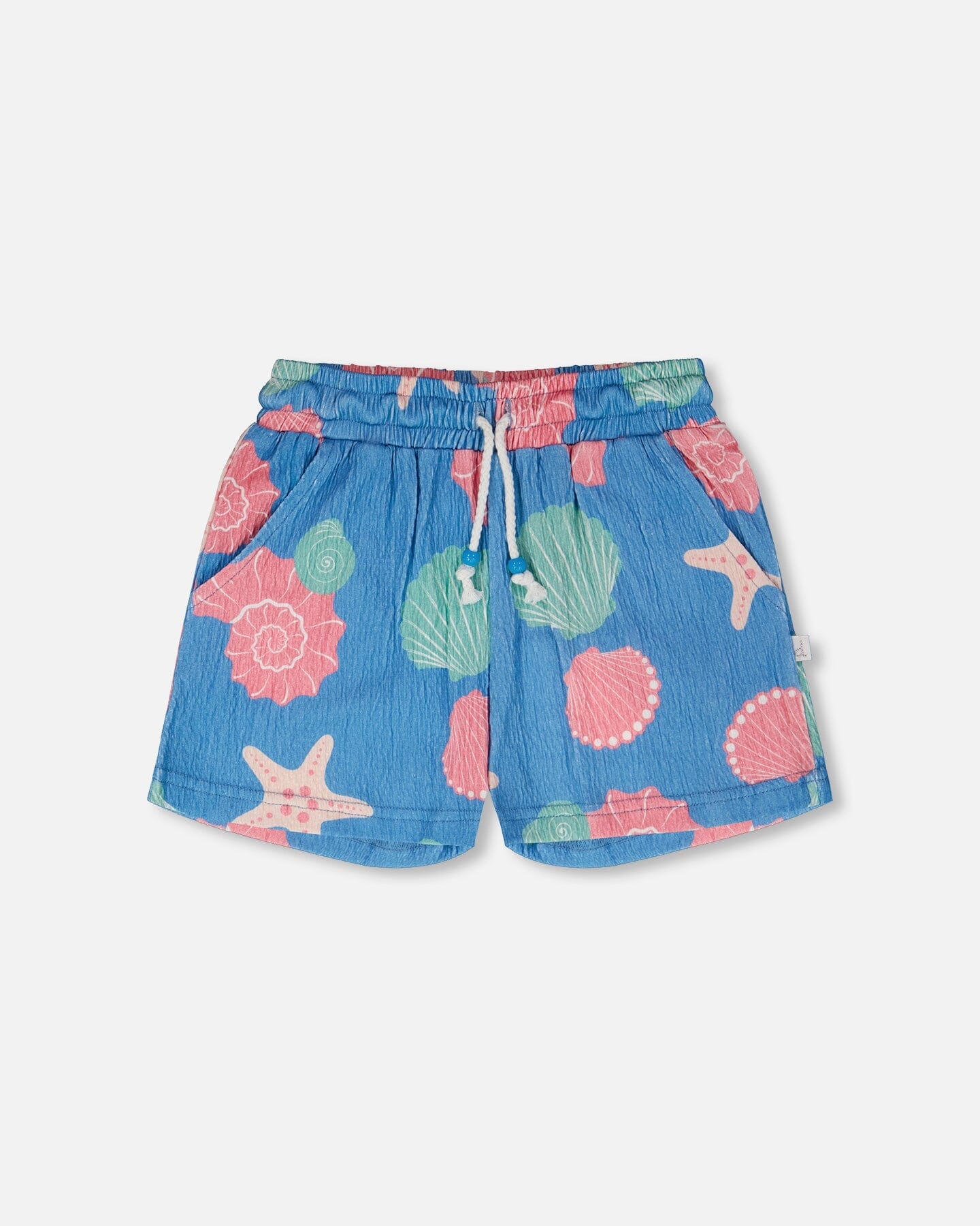 Crinkle Jersey Shorts Blue Shell Print