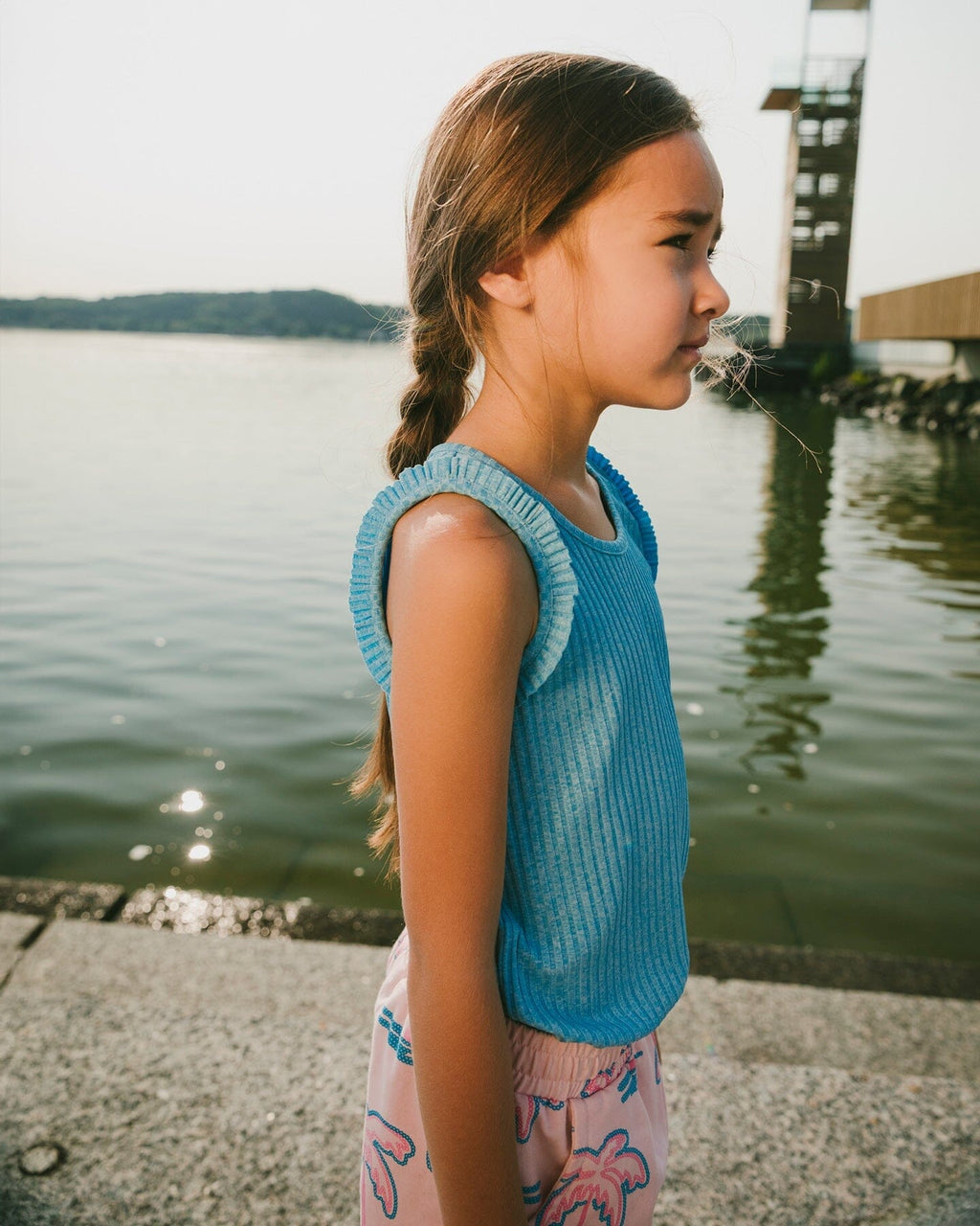 Rib Tank Top Blue