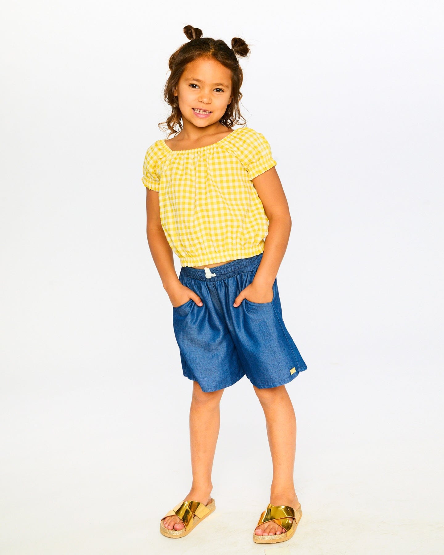Peasant Top Yellow Gingham
