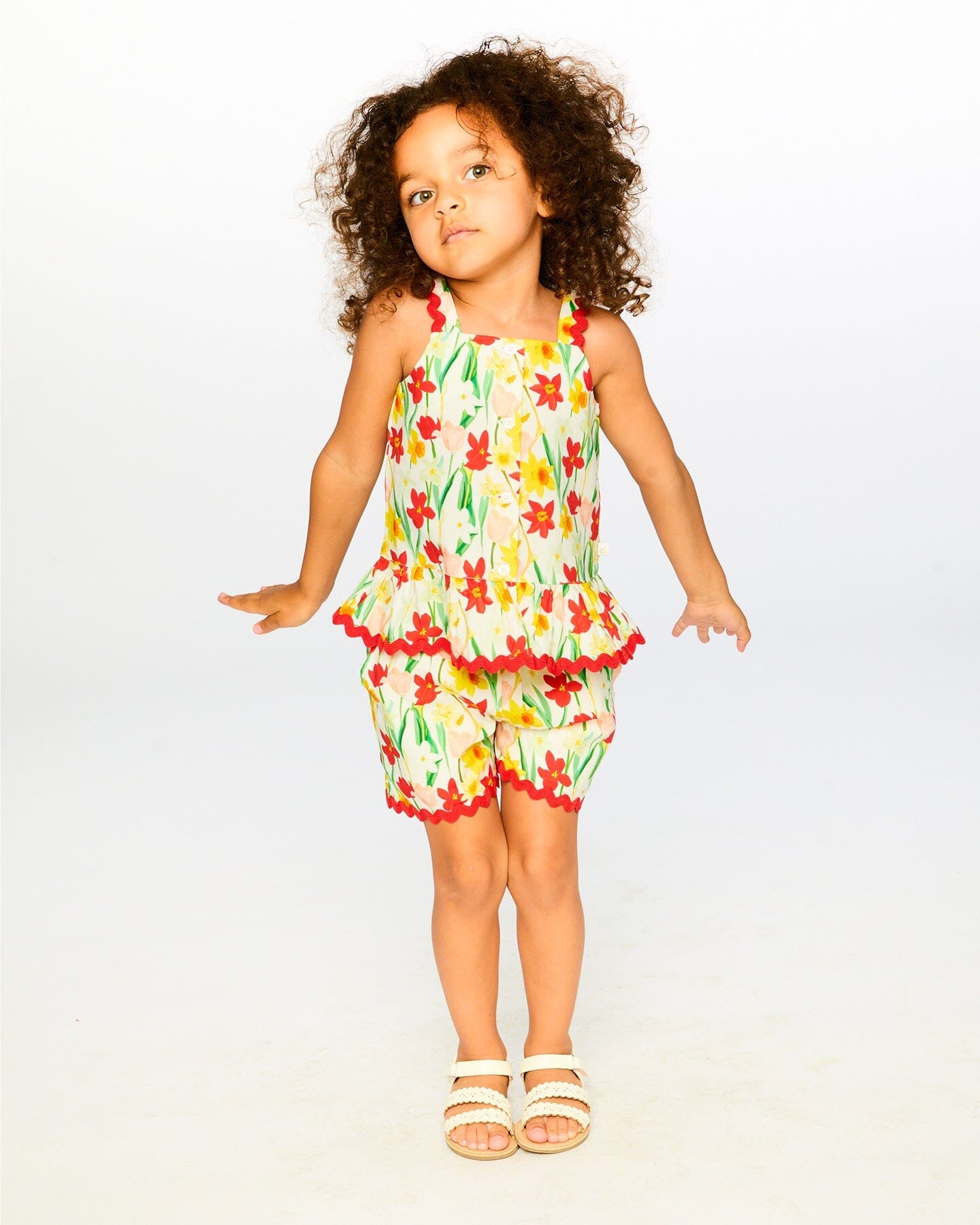 Viscose Top White Daffodil Print