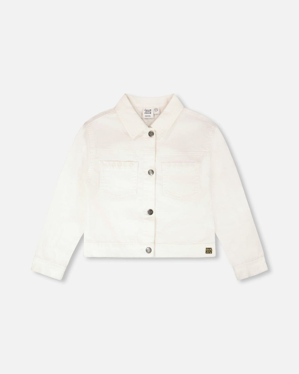 White Denim Jacket With Embroidery
