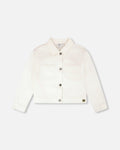 White Denim Jacket With Embroidery