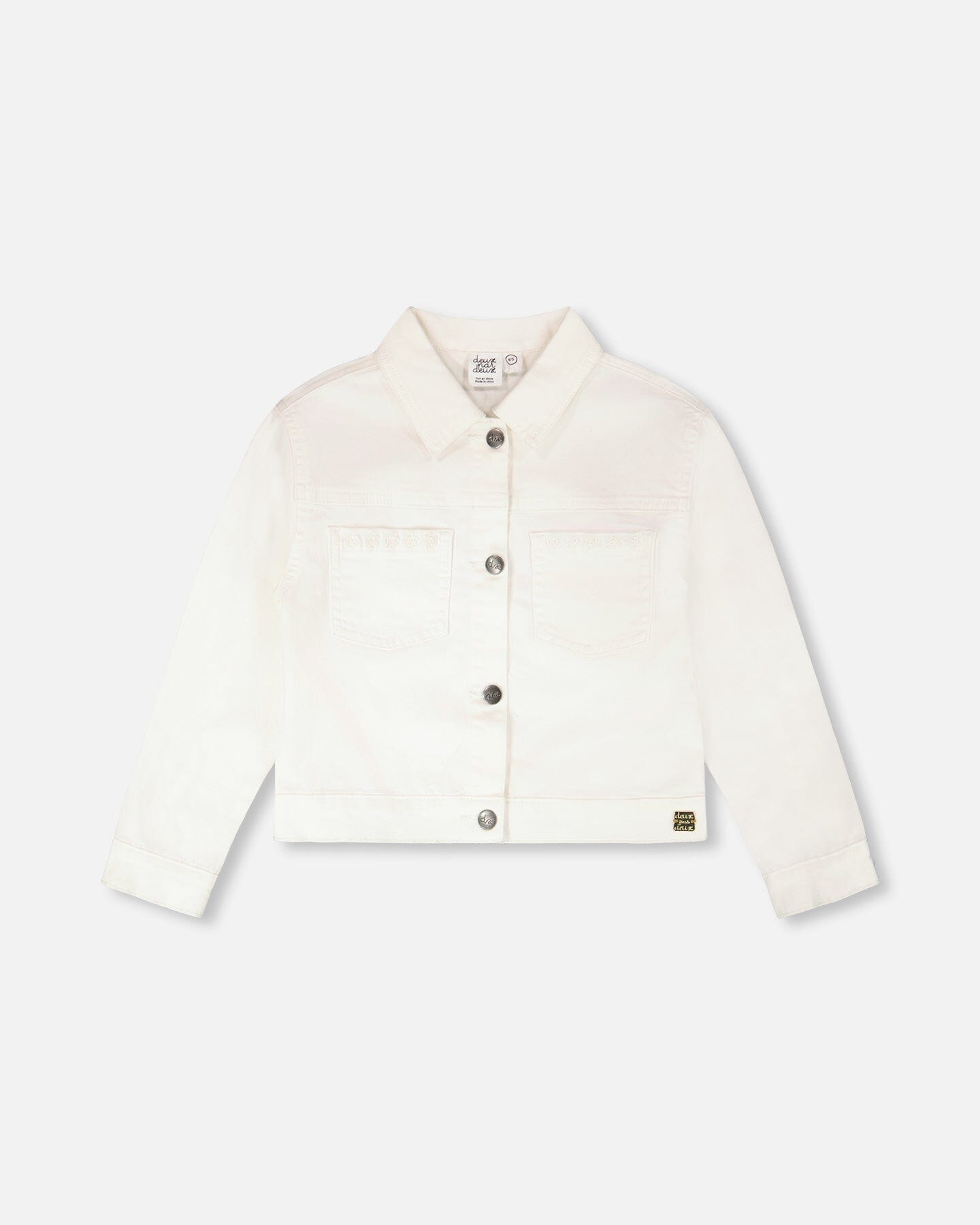 White Denim Jacket With Embroidery