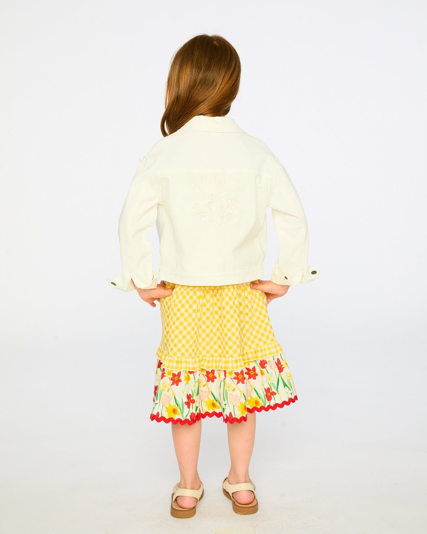 White Denim Jacket With Embroidery