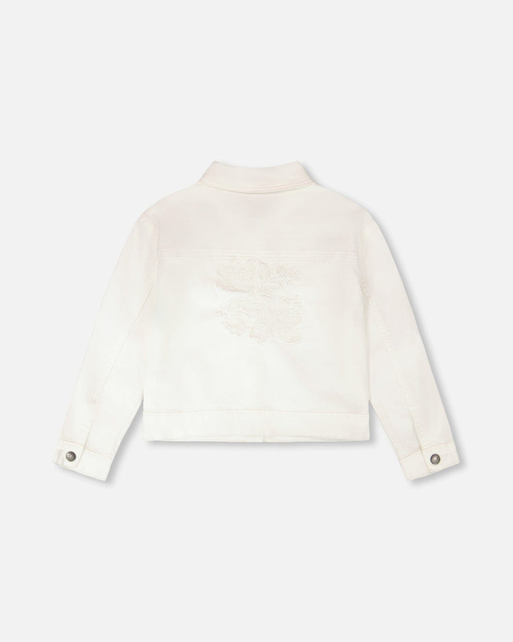White Denim Jacket With Embroidery