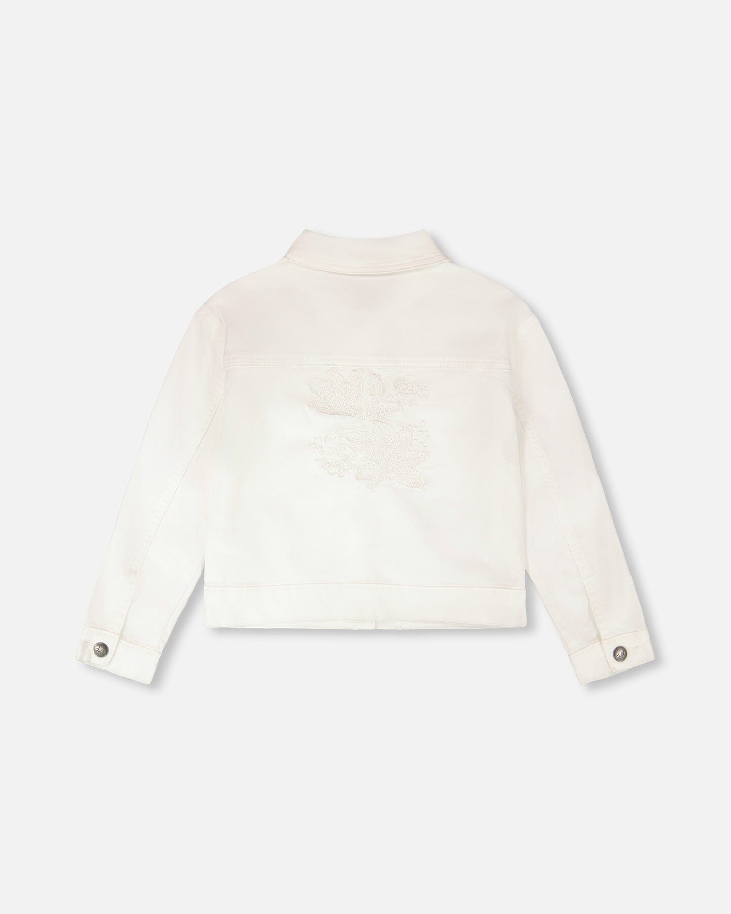 White Denim Jacket With Embroidery