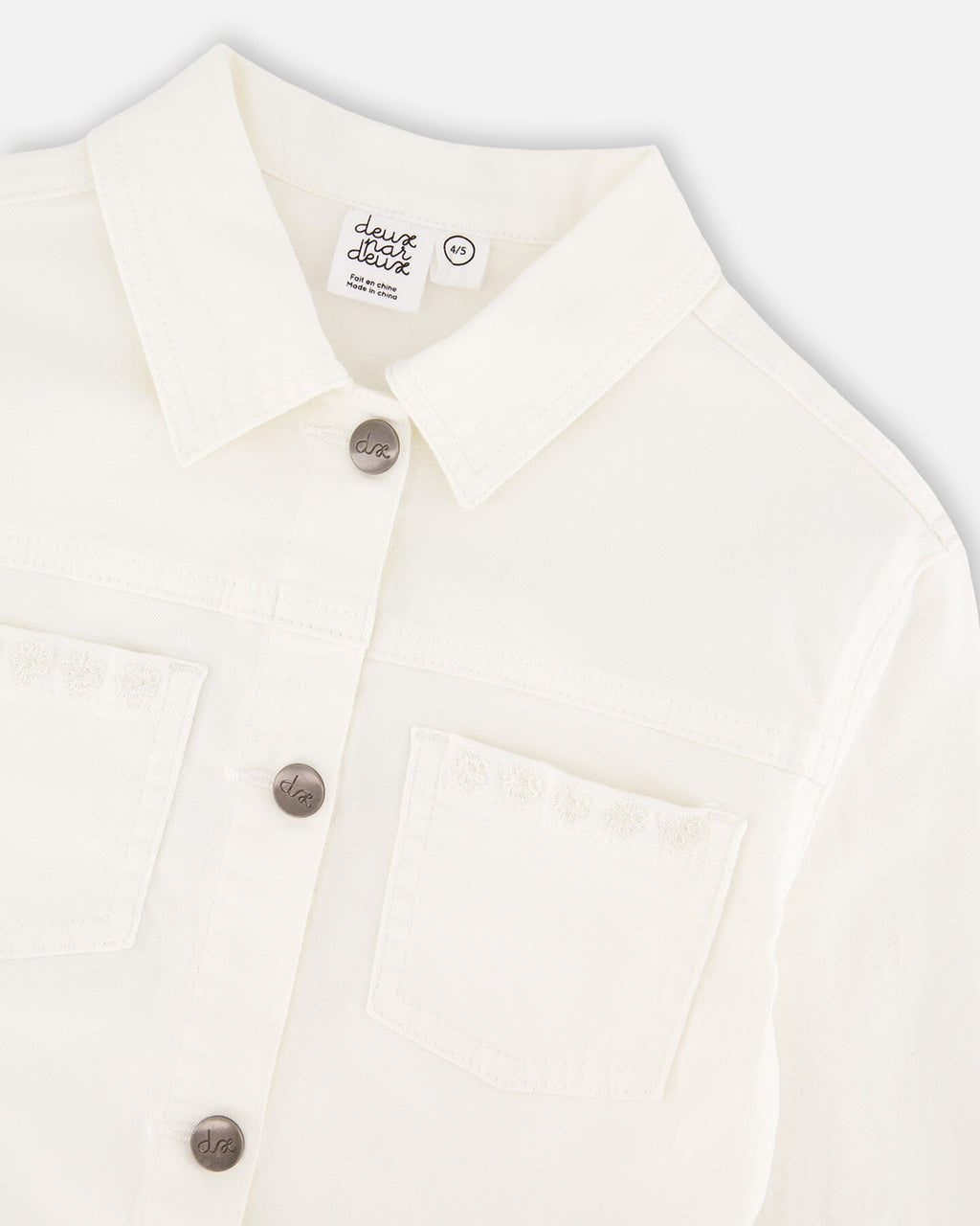 White Denim Jacket With Embroidery