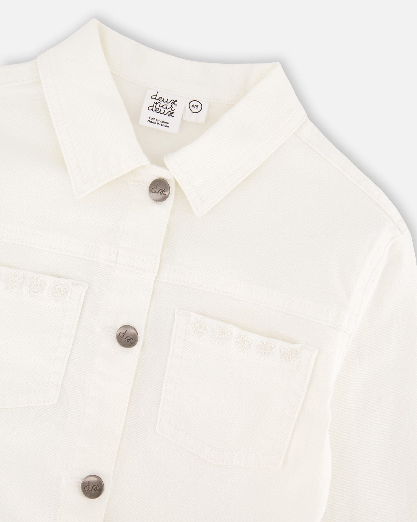 White Denim Jacket With Embroidery
