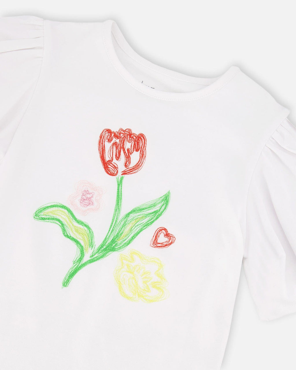 Organic Cotton Jersey Top White With Embroidery