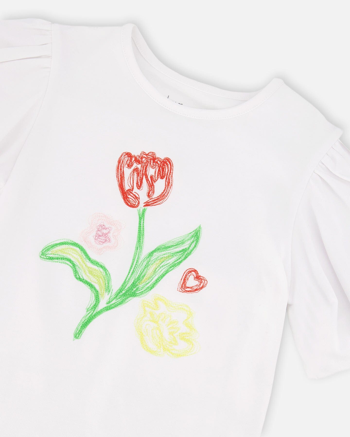 Organic Cotton Jersey Top White With Embroidery