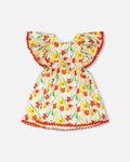 Viscose Dress White Daffodil Print