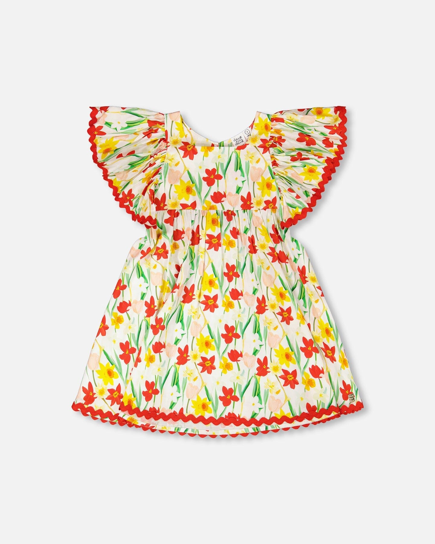 Viscose Dress White Daffodil Print