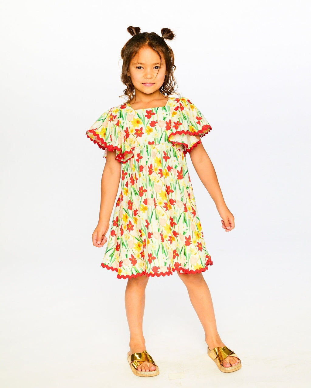 Viscose Dress White Daffodil Print
