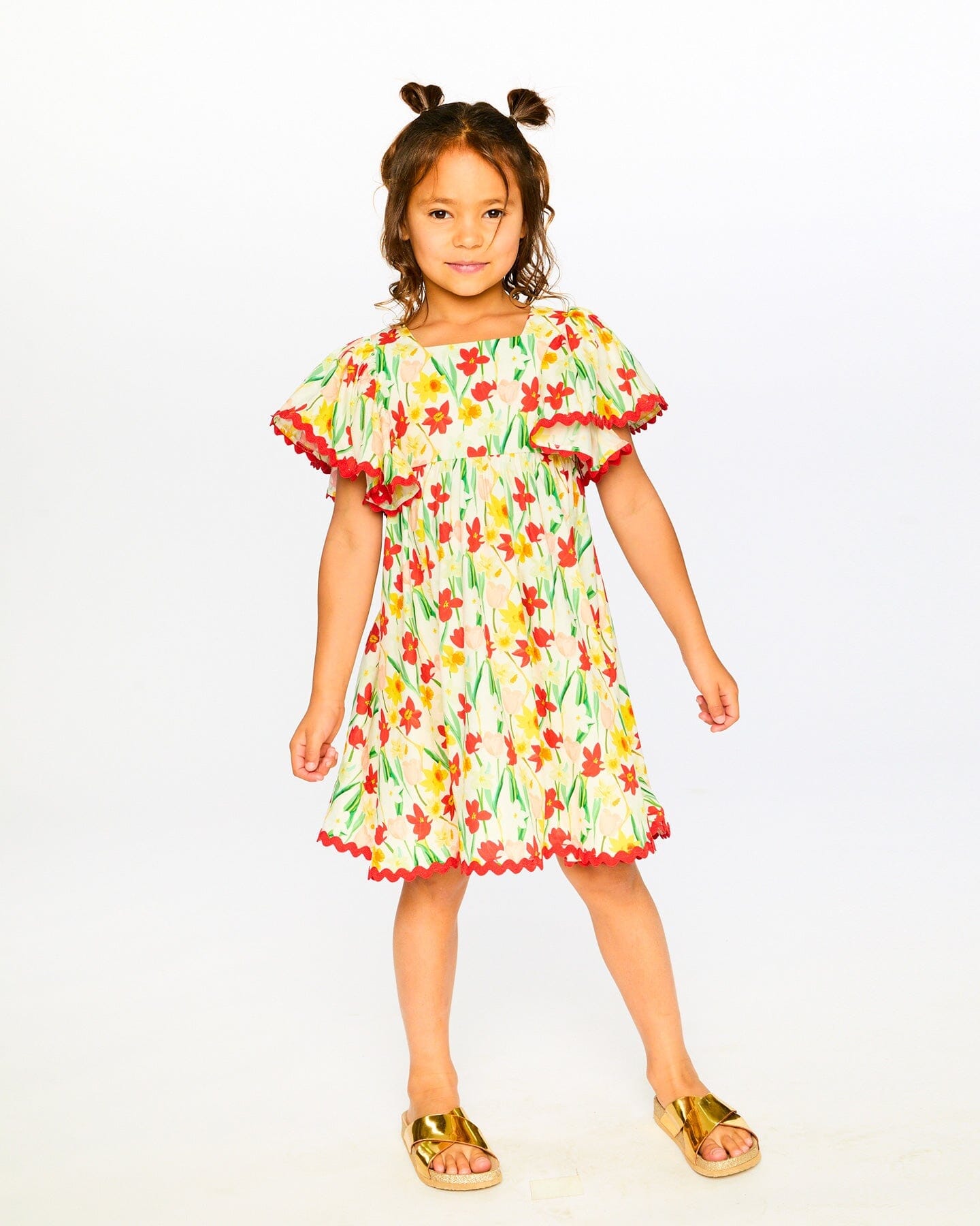 Viscose Dress White Daffodil Print