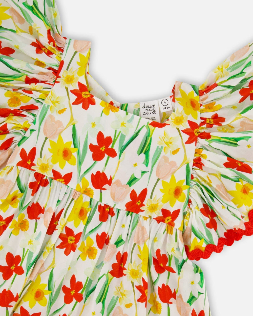 Viscose Dress White Daffodil Print