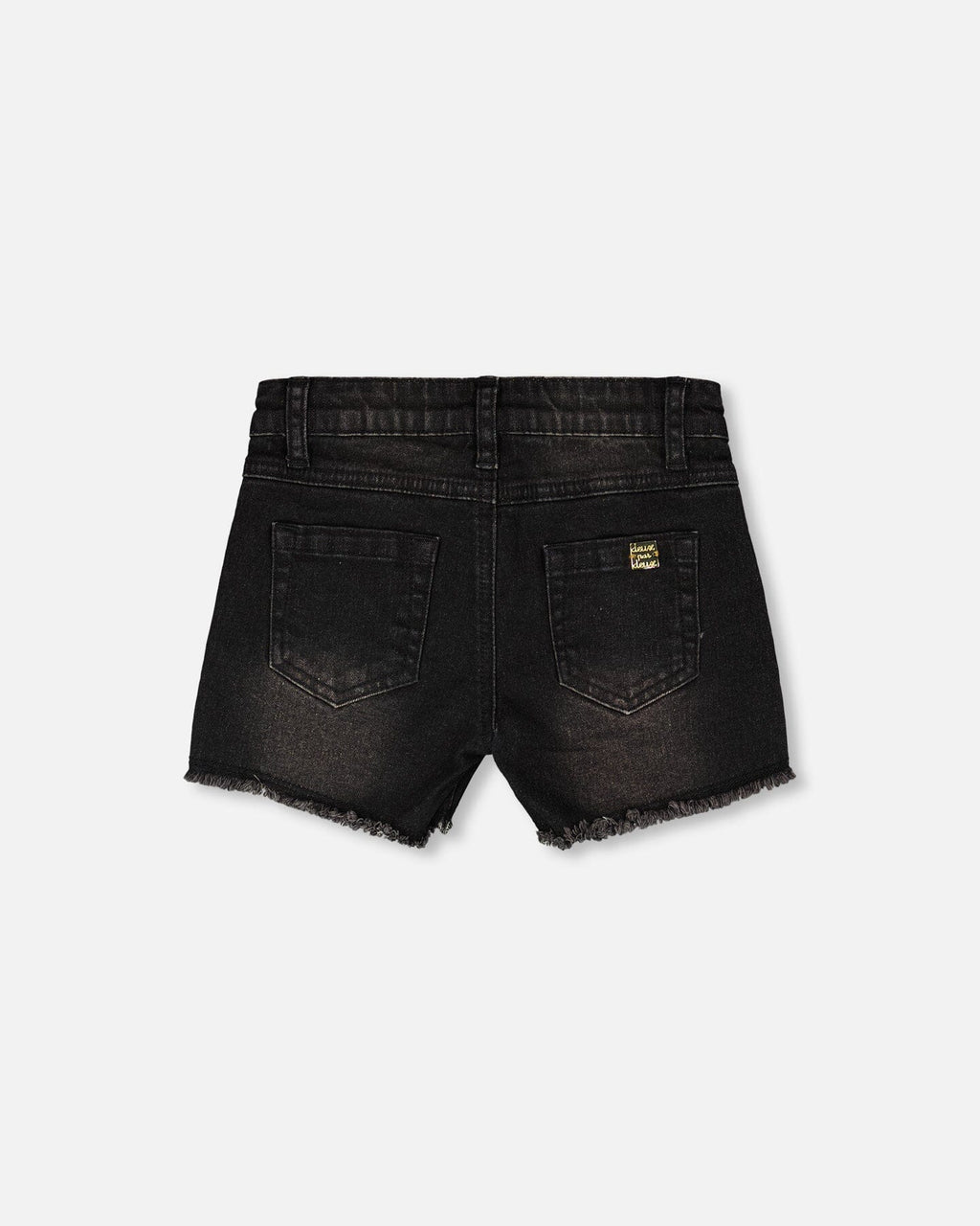 Black Denim Shorts With Embroidery