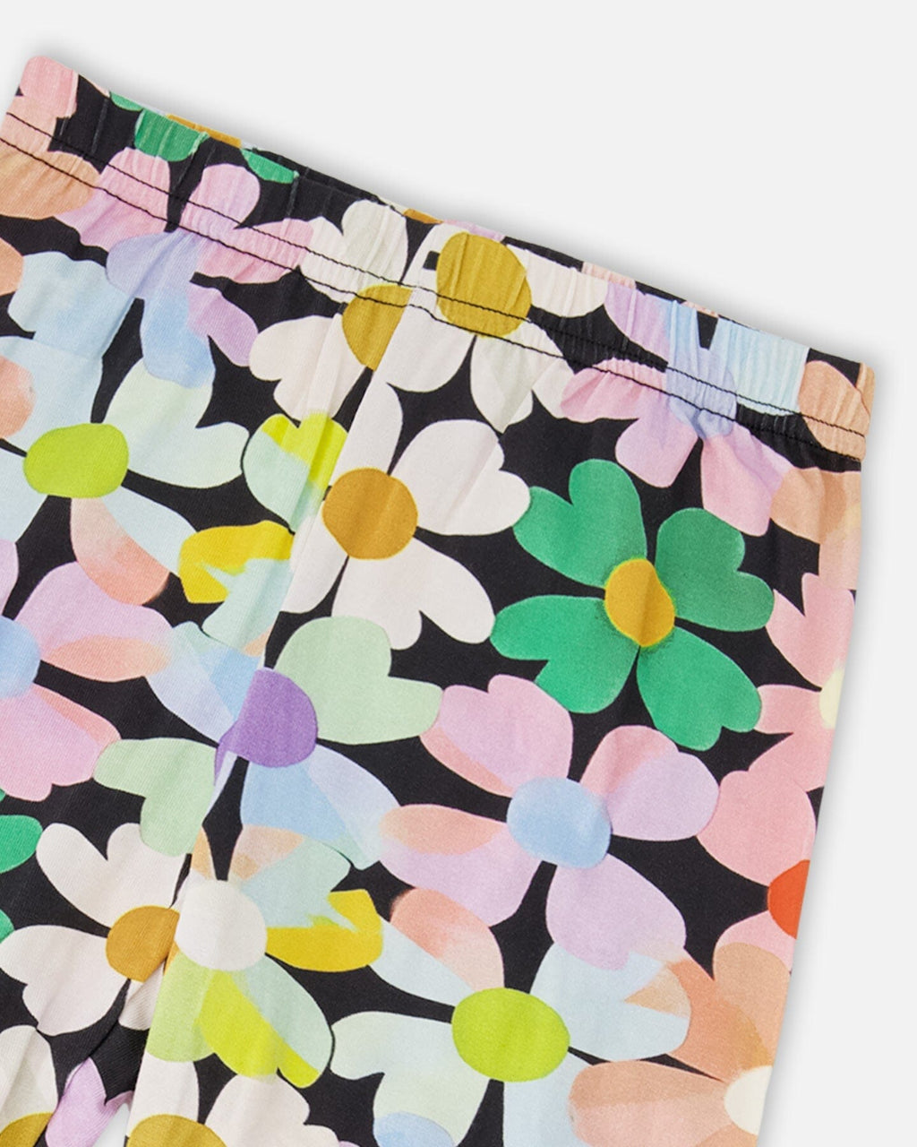 Viscose Leggings Black Printed Flowers