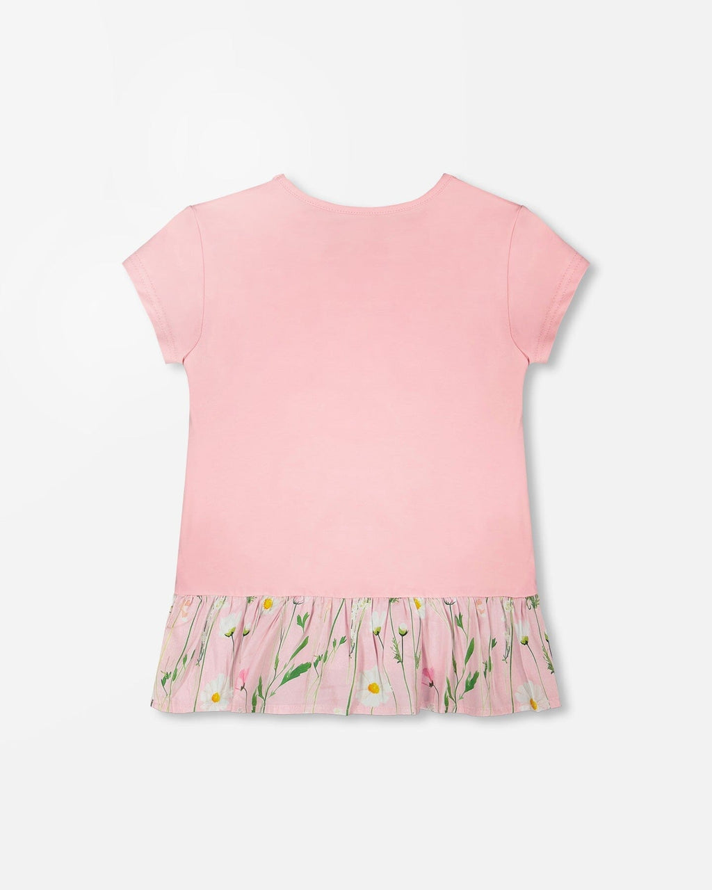 Organic Cotton Bi-Material Tunic With Ruffle Dusty Pink
