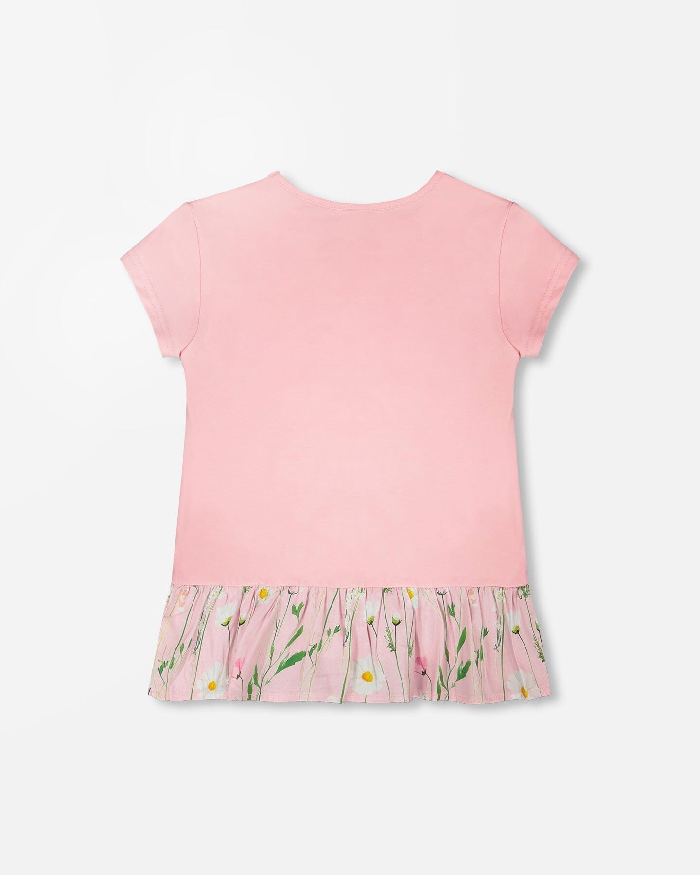 Organic Cotton Bi-Material Tunic With Ruffle Dusty Pink