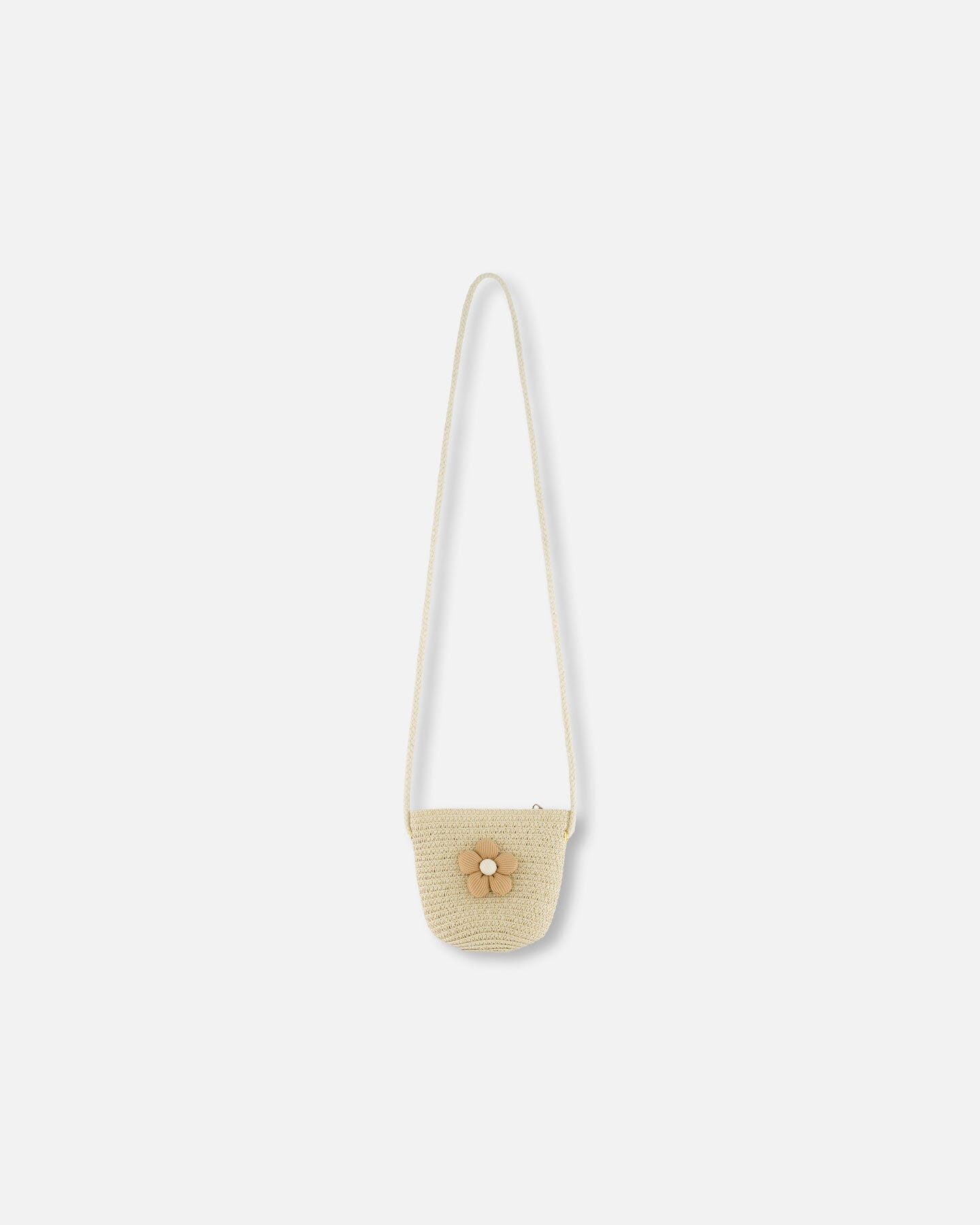 Flower Straw Purse Beige