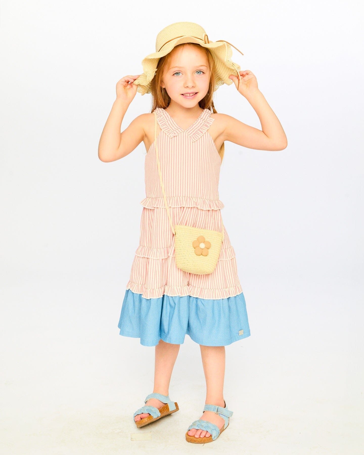 Flower Straw Purse Beige