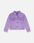 Mauve Denim Jacket With Embroidery