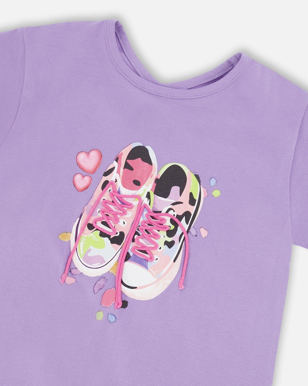 Organic Cotton Jersey T-Shirt Mauve With Sneakers