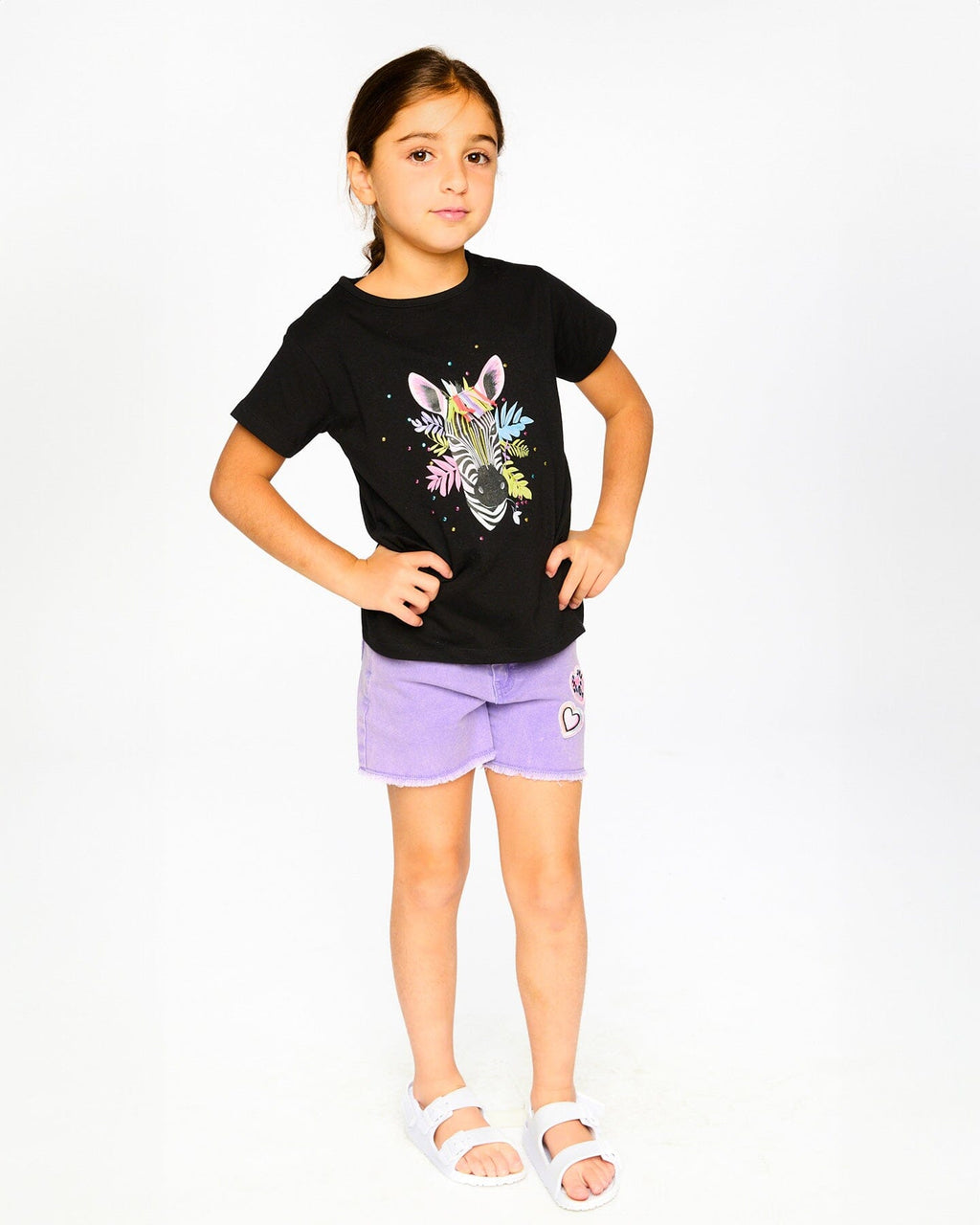 Organic Cotton Jersey T-Shirt Black With Zebra