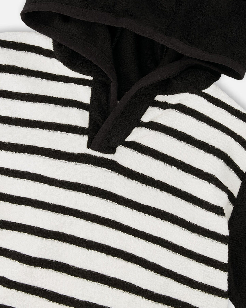 Hooded Terry T-Shirt With Shorts Set Black And White Stripes