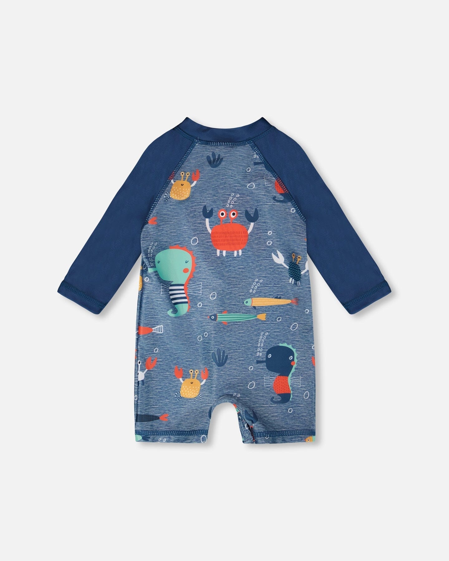Baby And Toddler One-Piece Long Sleeve Rashguard Blue Printed Marine Animals