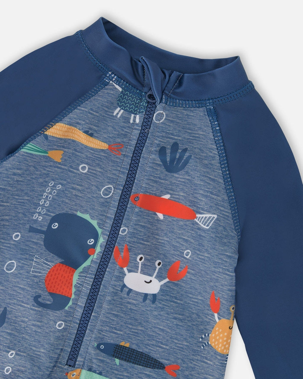 Baby And Toddler One-Piece Long Sleeve Rashguard Blue Printed Marine Animals